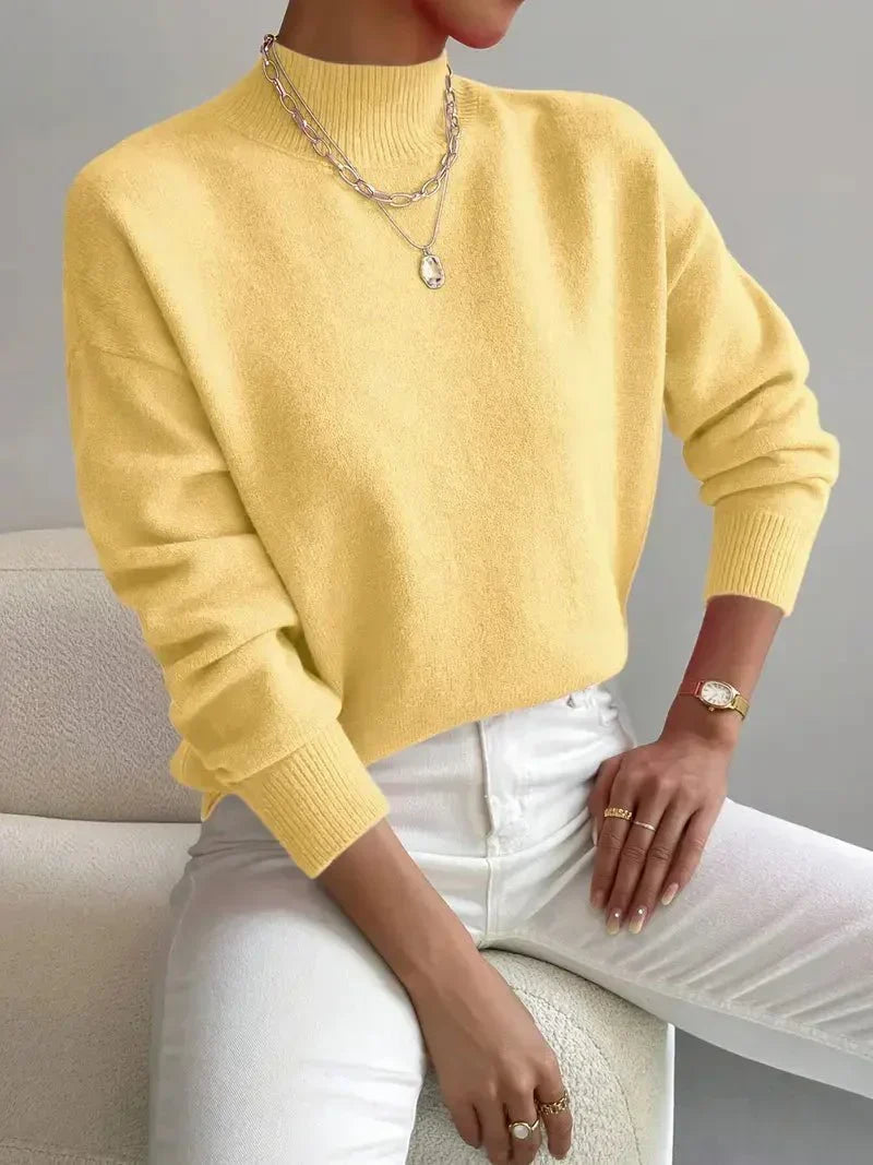 Verna soft mock neck sweater in yellow
