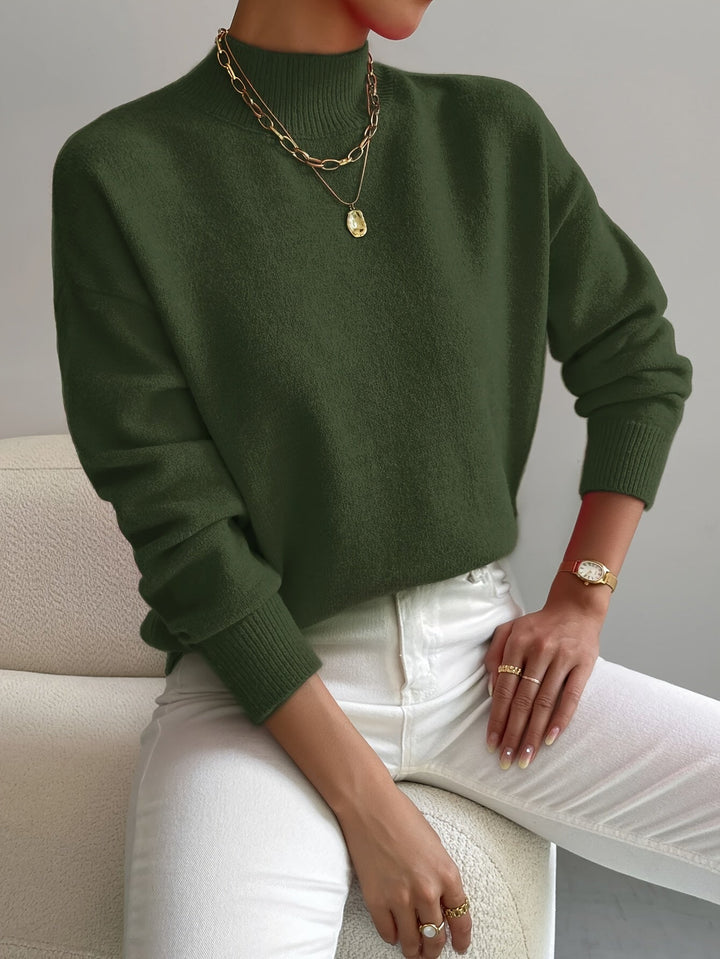 Verna soft mock neck sweater in green